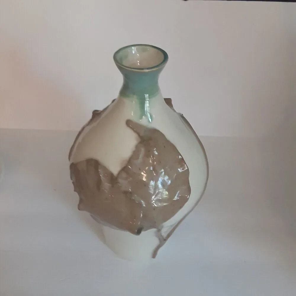 Leaf applique Stoneware Large Decorative Vase Beautiful